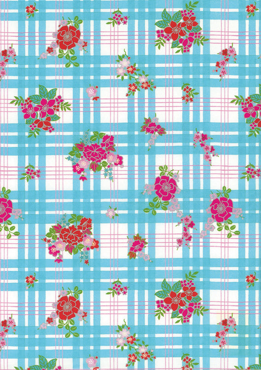 Mae Blue Plaid Gift Wrap, 2 Rolls