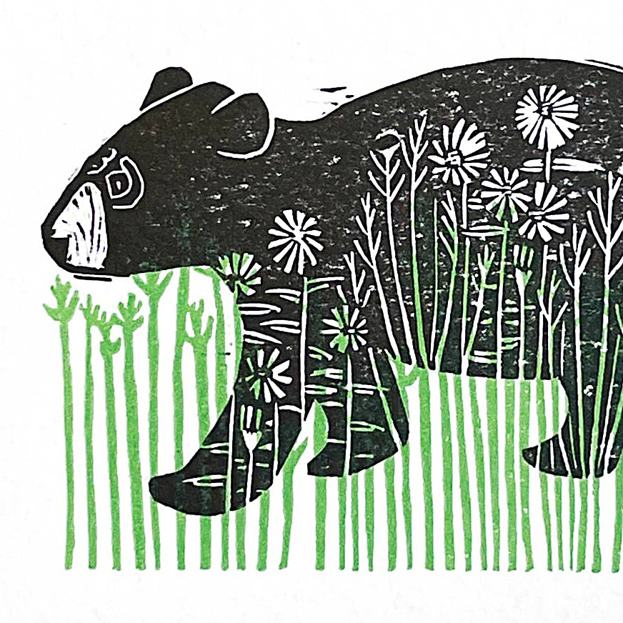 Bear In Grass Blank Card