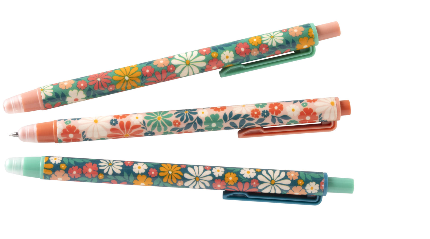 Bloom Floral Erasable Gel Pens, Set of 3
