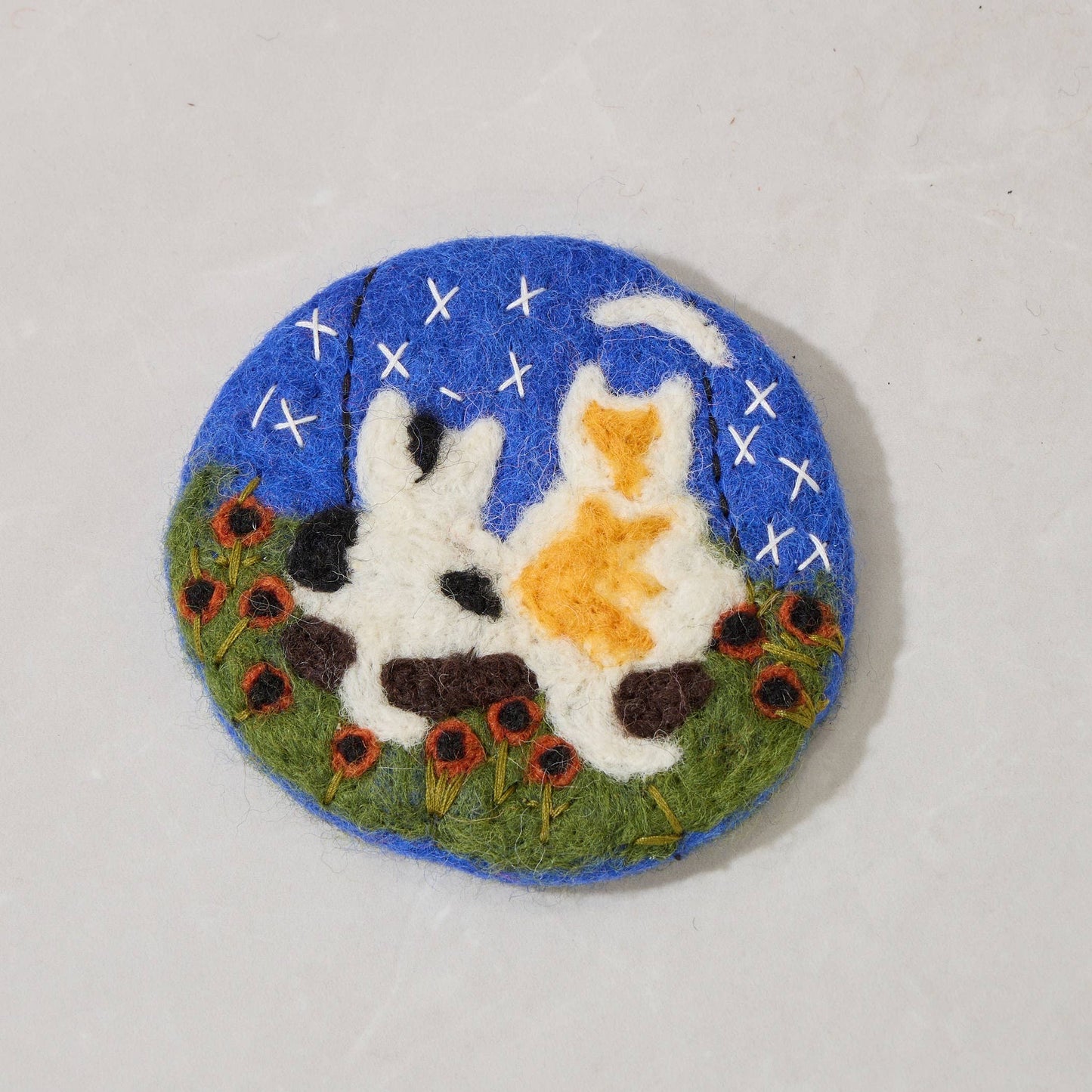 Starlight Cats Handmade Wool Felt Coaster