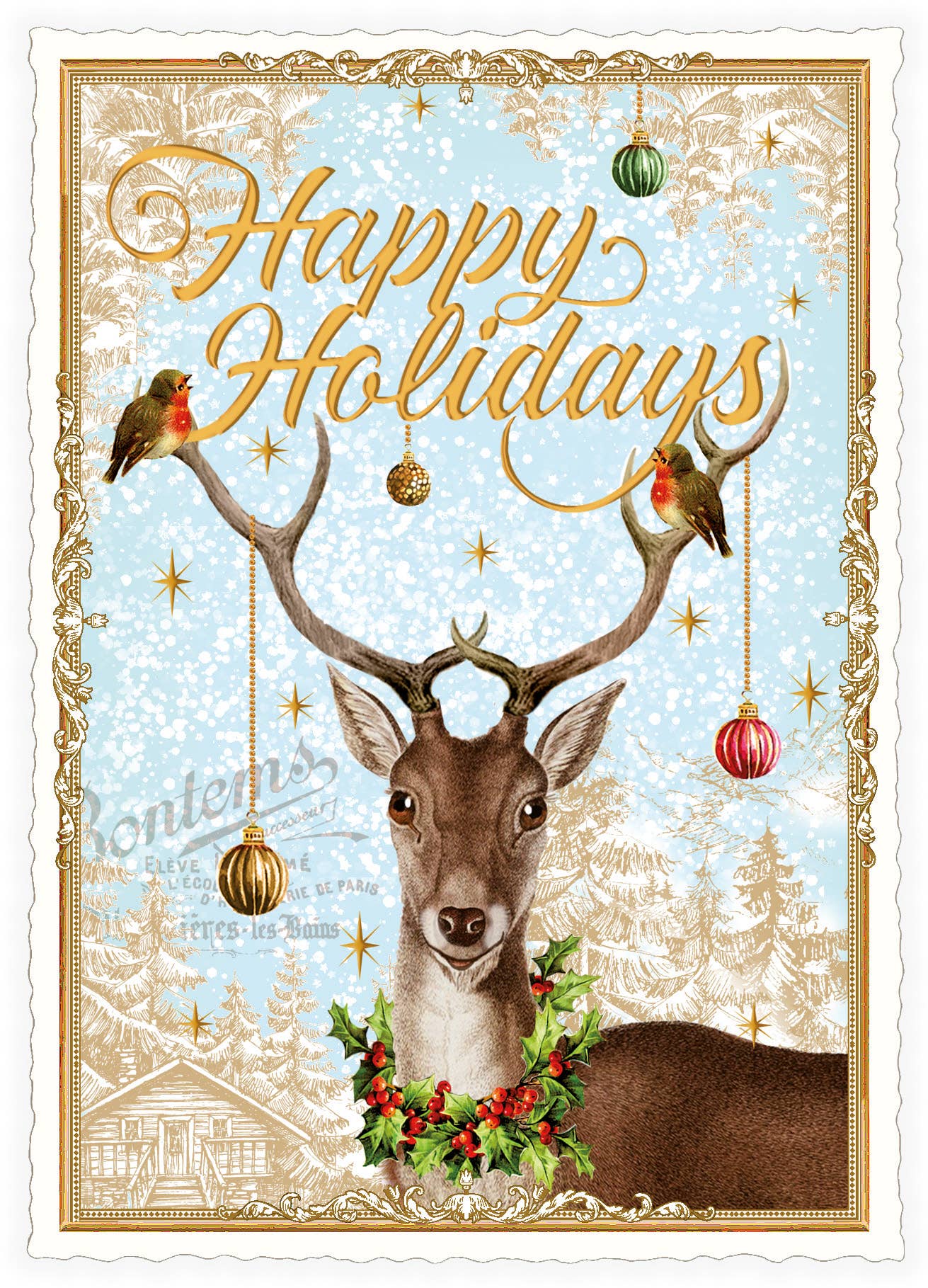 Festive Deer Holiday Postcard