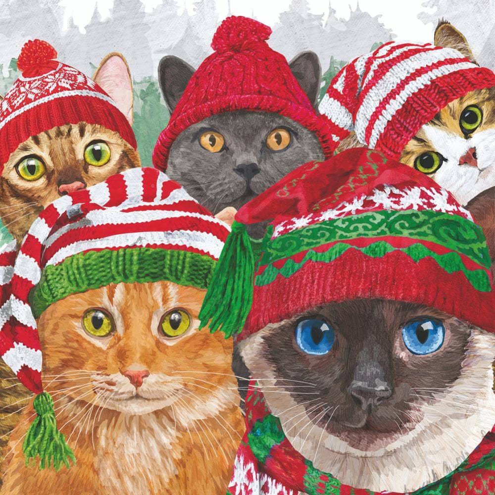 Cozy Kitties Holiday Beverage Napkins