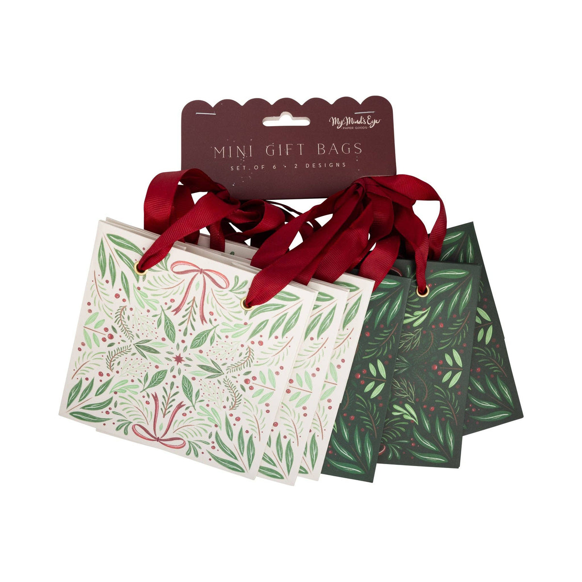 Folk Christmas Gift Bag, Set of 6 Bags