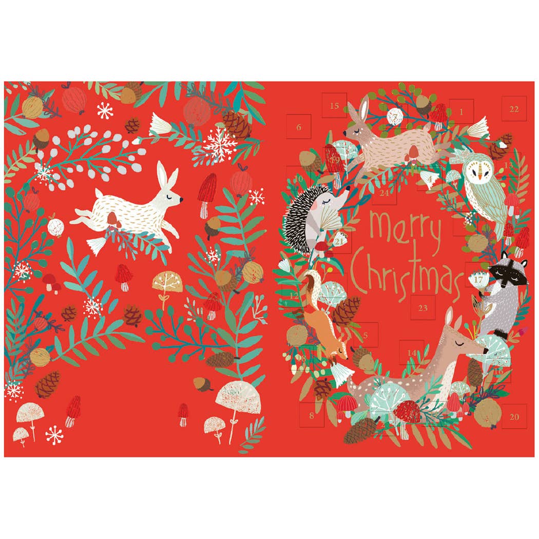 Animal Wreath Advent Calendar Card