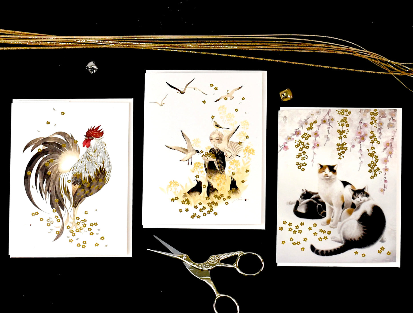 Birds and Girl Foil Embossed Cards