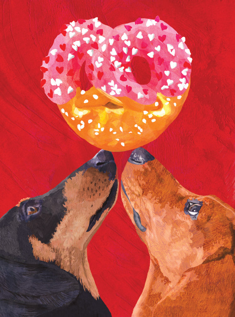 Dachshunds Pretzel Heart Valentine's Card