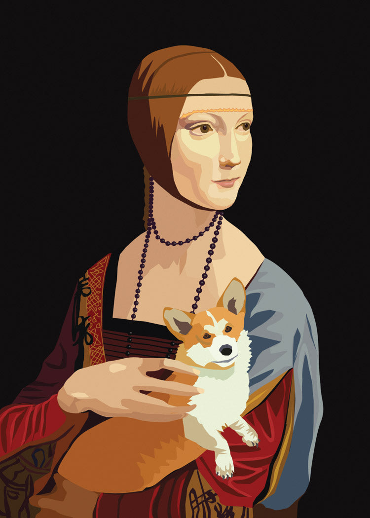 Lady with Corgi Da Vinci Card