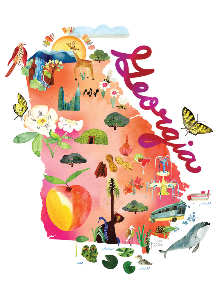Watercolor USA: Georgia Cards
