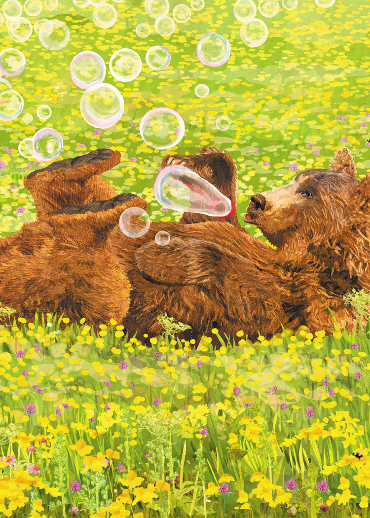 Bubble Blowing Bear Blank Card