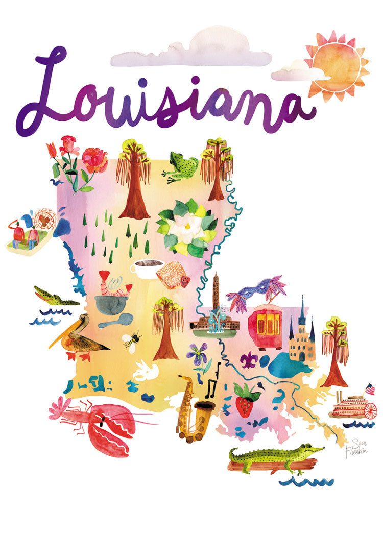 Watercolor USA: Louisiana Blank Cards