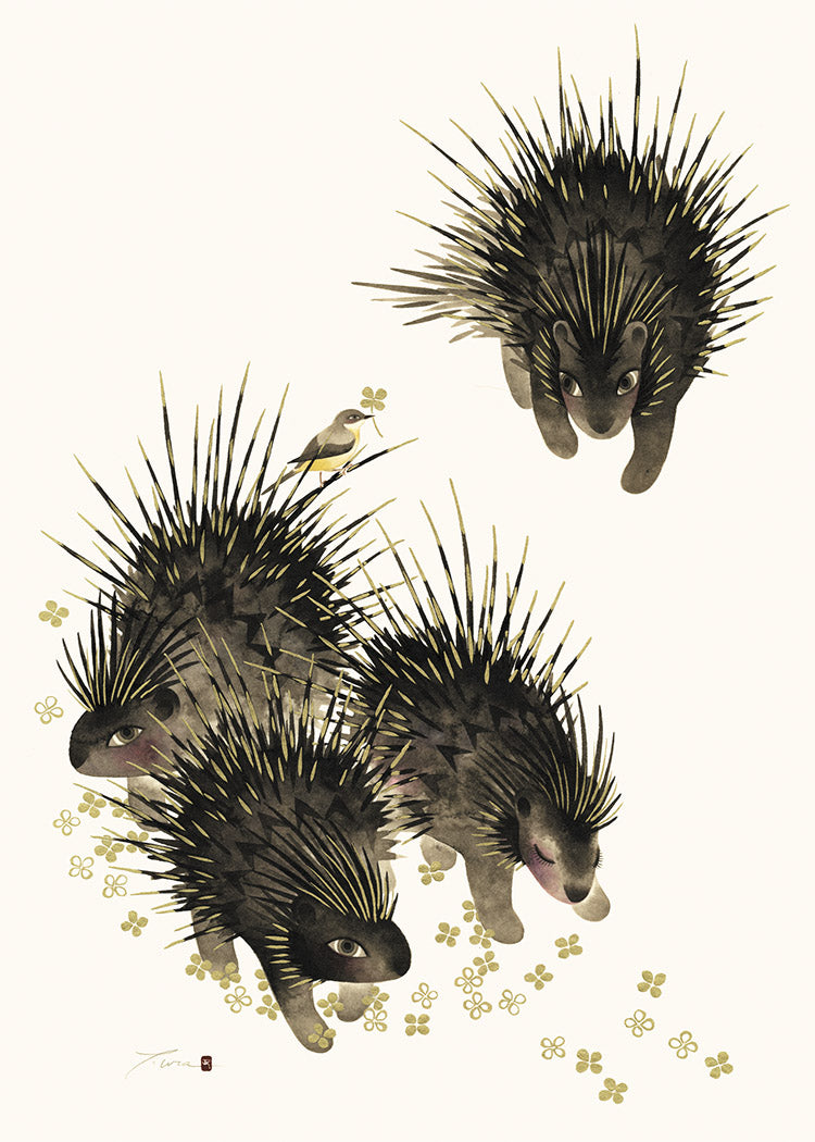 Golden Porcupines Birthday Card