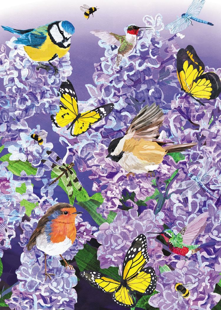 Lilacs, Birds, and Butterflies Birthday Card