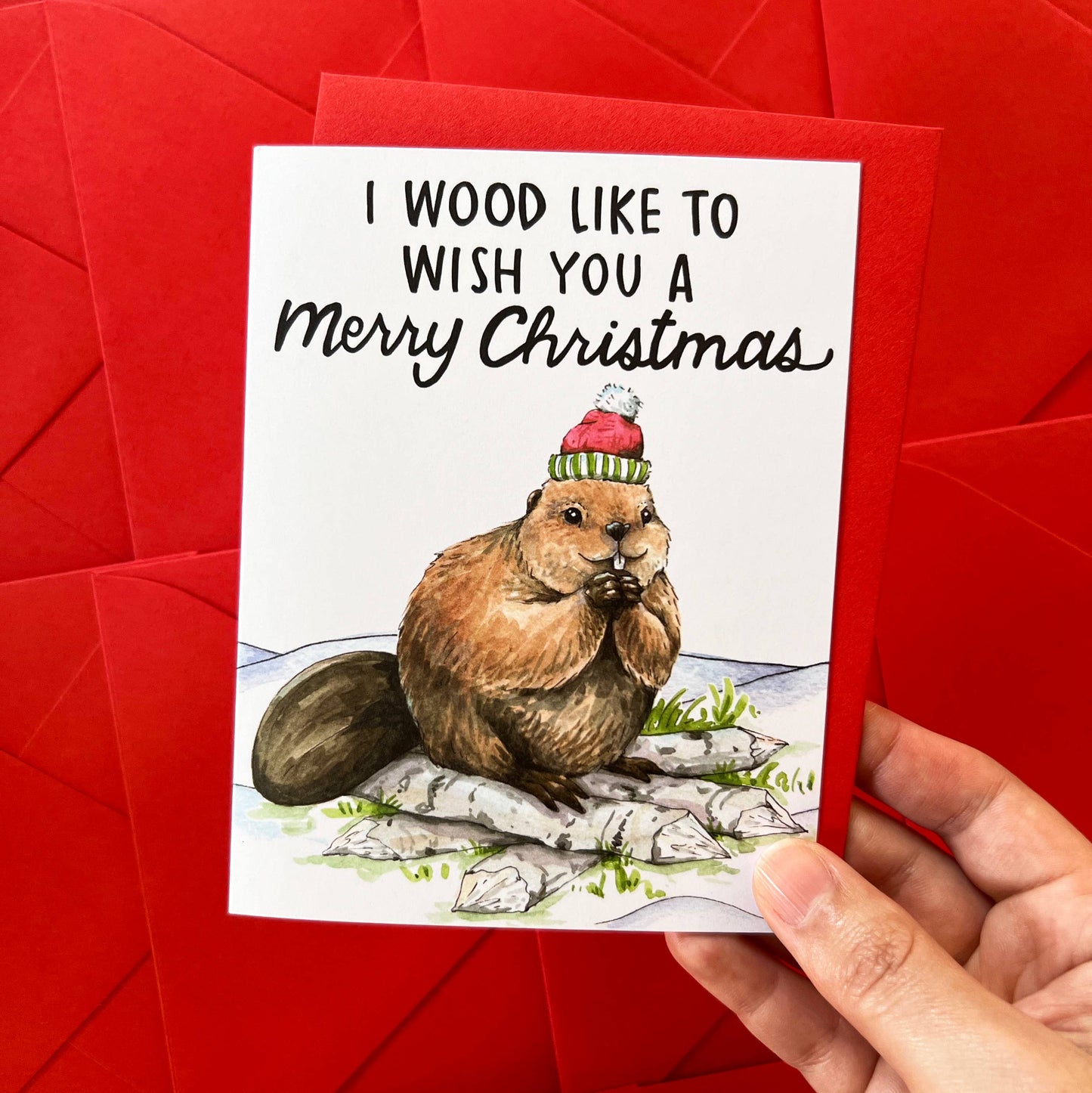 Merry Christmas Beaver Card