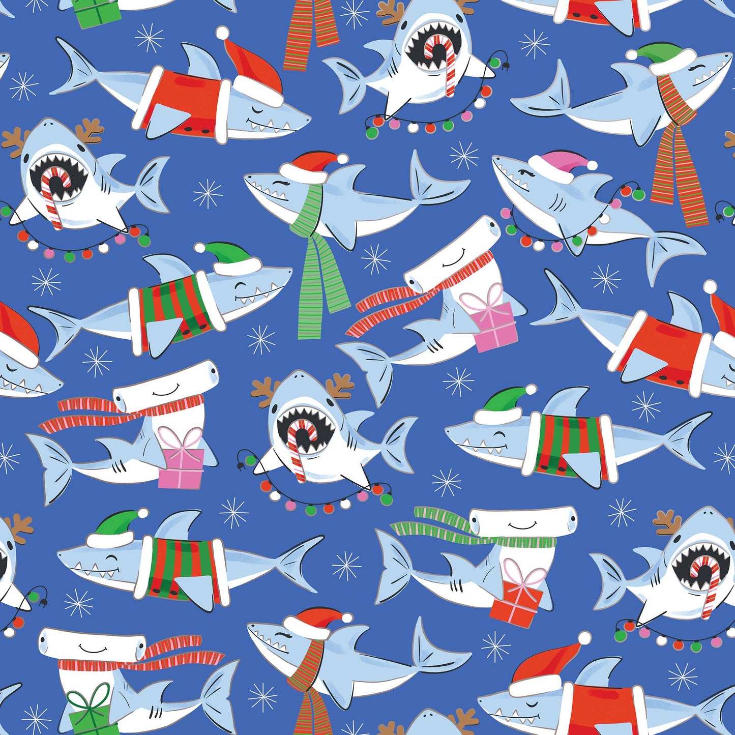 Merry Sharks Jumbo Holiday Wrap, 2 Rolls