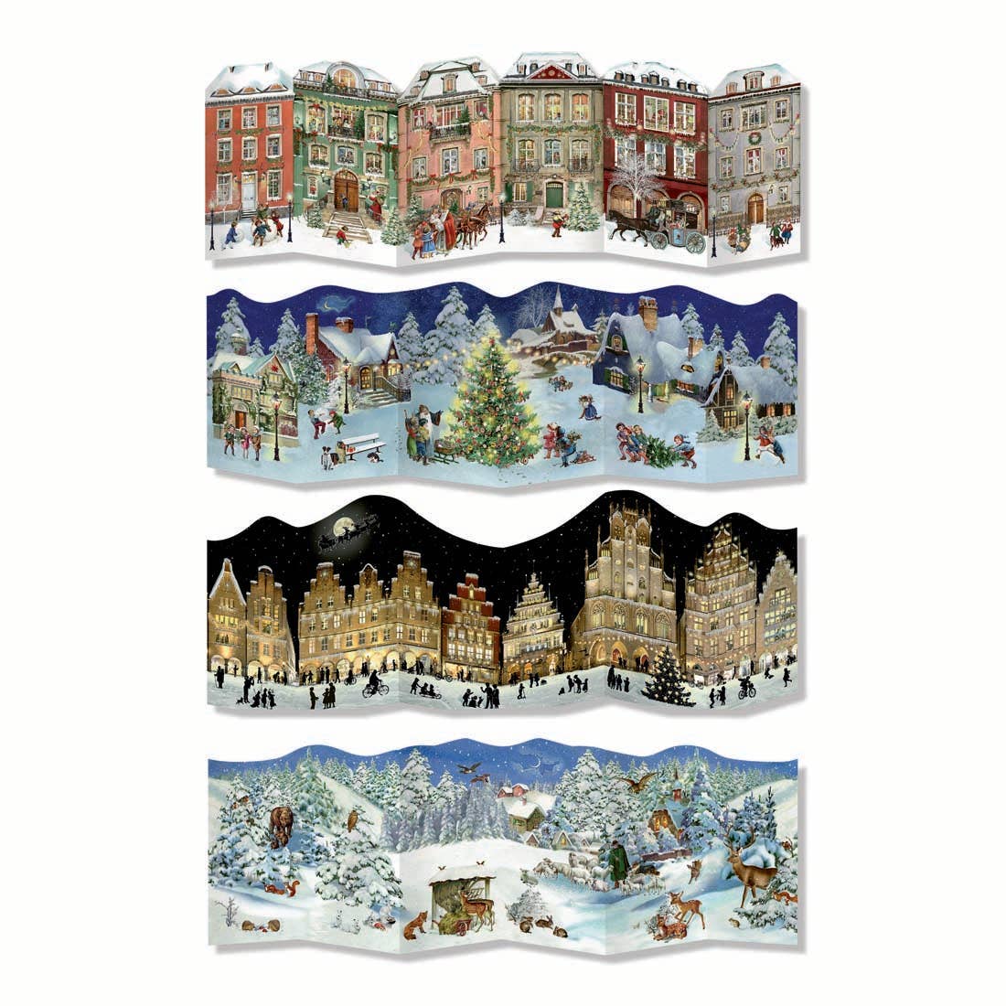 Town & Country Expanding Advent Calendar Cards, 4 styles