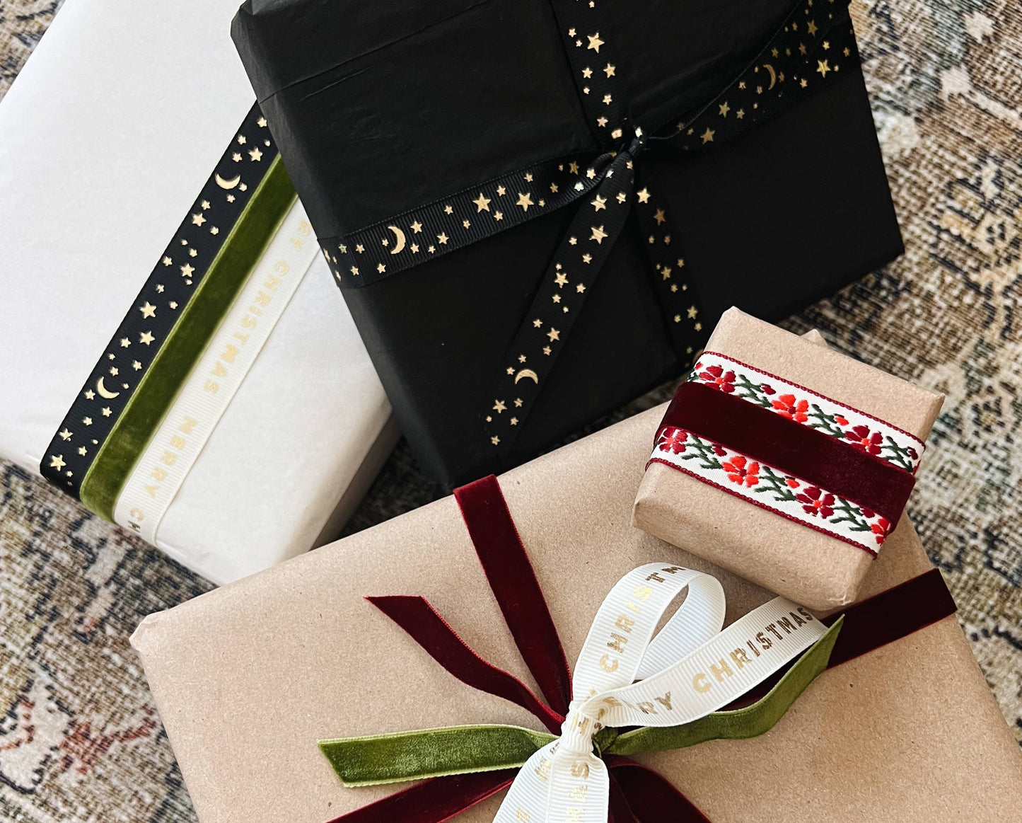 Gold Star Black Grosgrain Ribbon