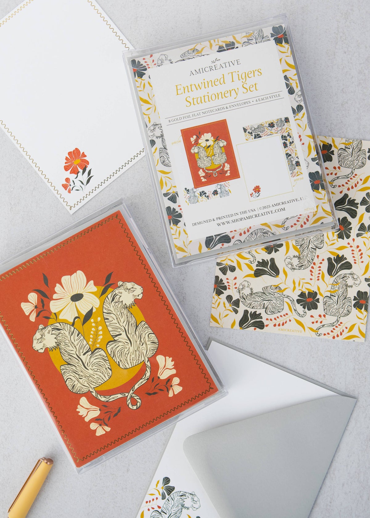Jungle Tiger Floral Luxury Stationery Set