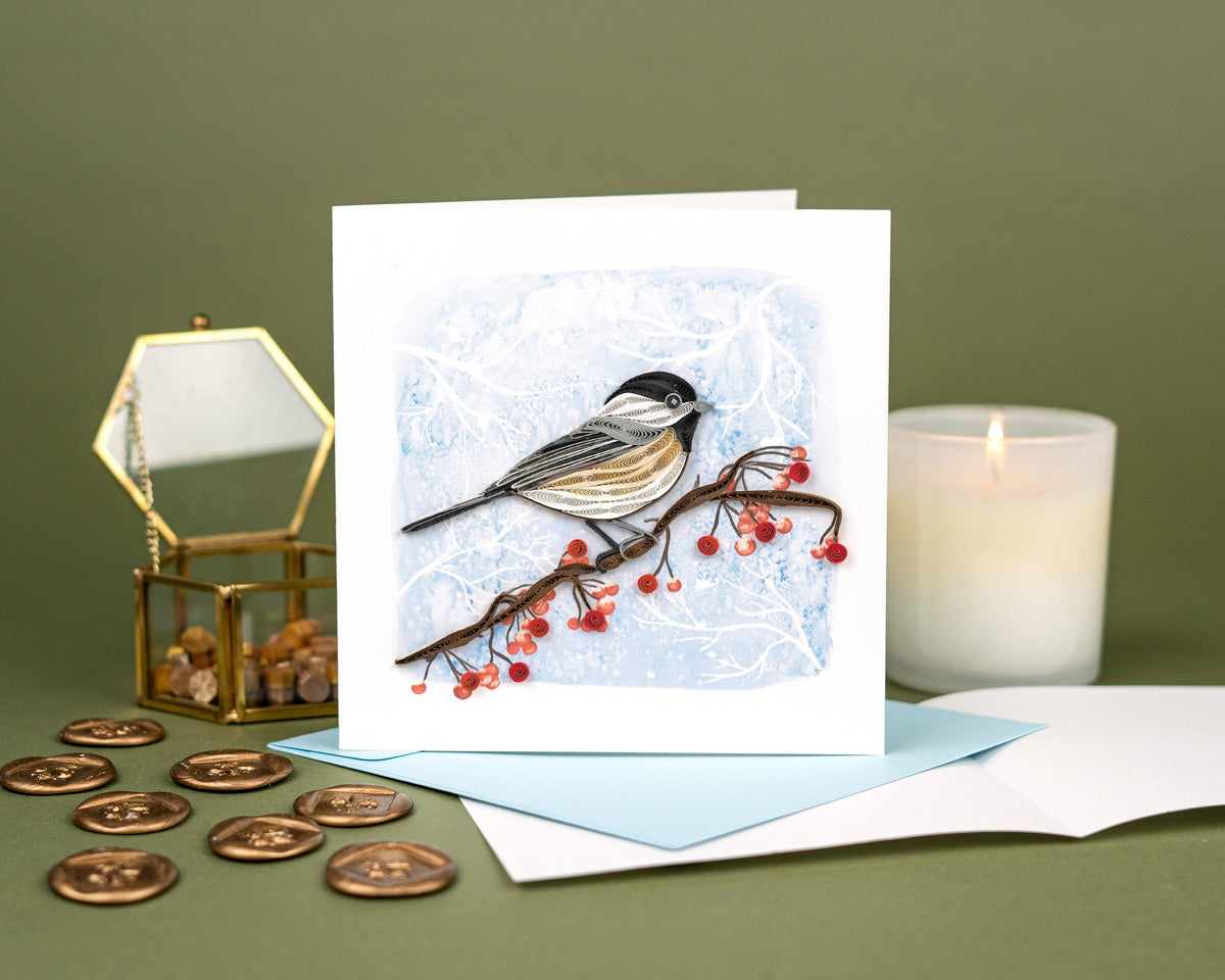 Quilled Winter Chickadee Card