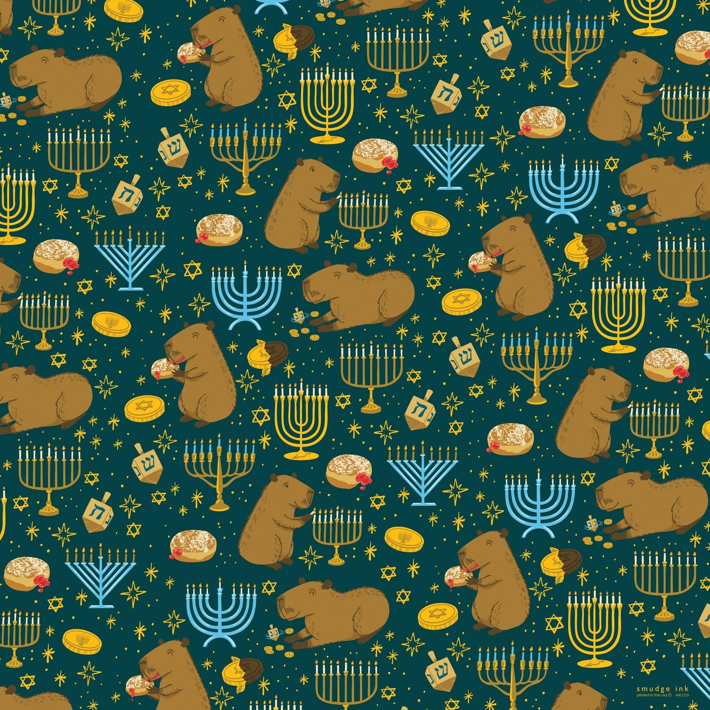 Capybara Hanukkah Gift Wrap, 2 Rolls