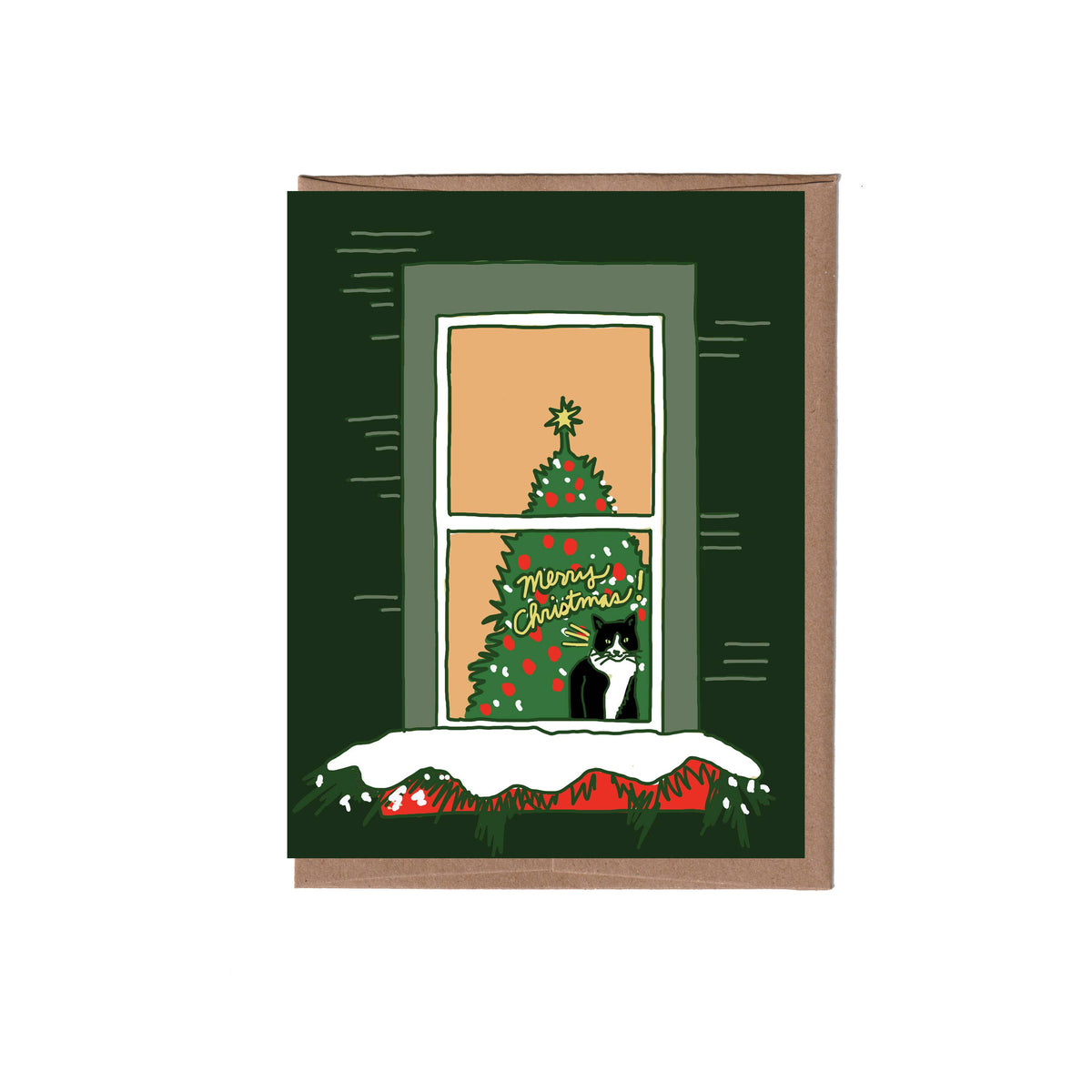 Cat in Window Holiday Card