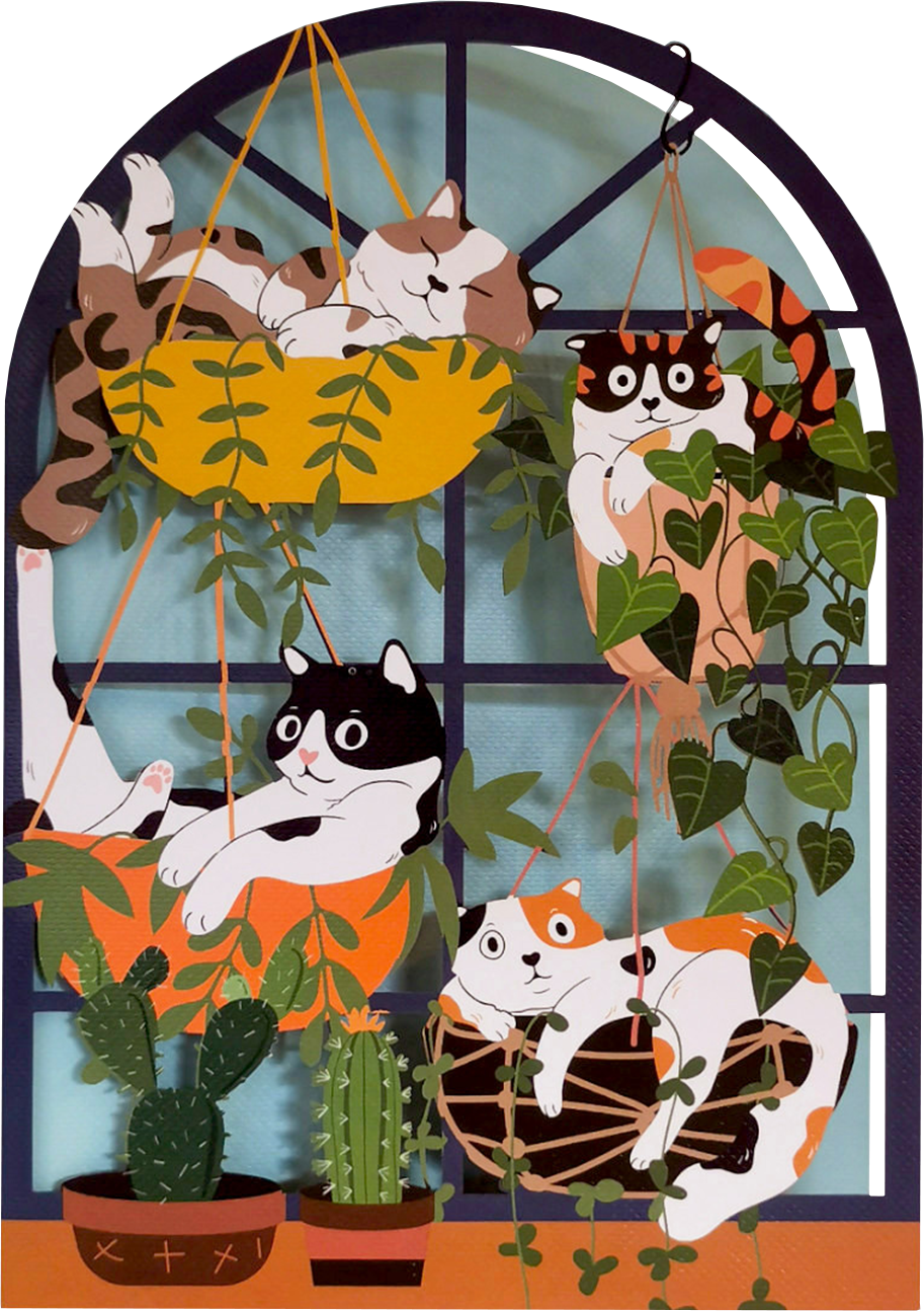 Cats and Plants Blank Card
