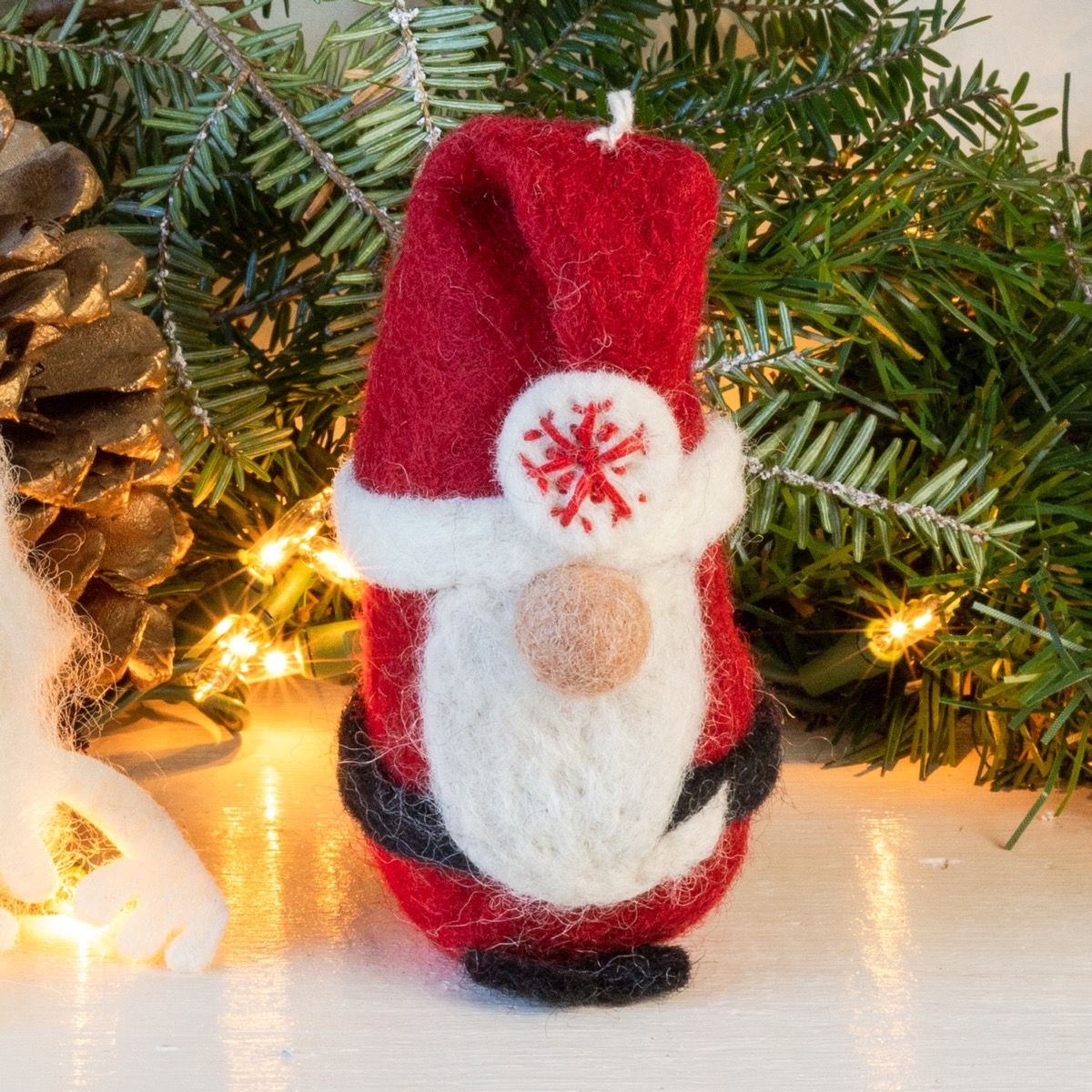 Felted Chubby Santa Ornament