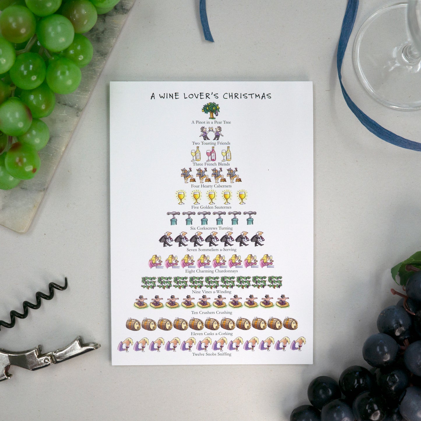 Wine Lover's Christmas 12-Days Holiday Cards