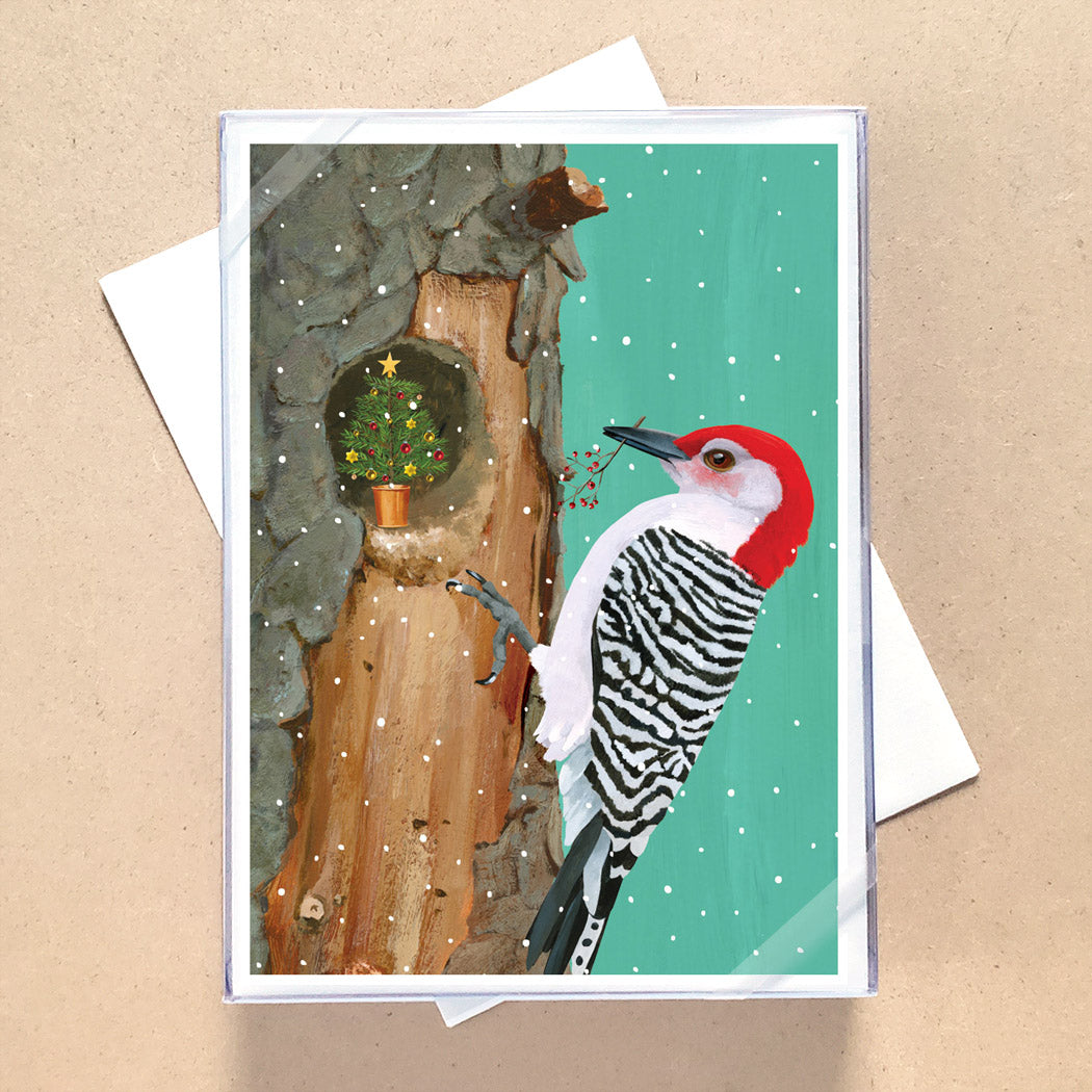 Woodpecker Deck the Halls Holiday Cards