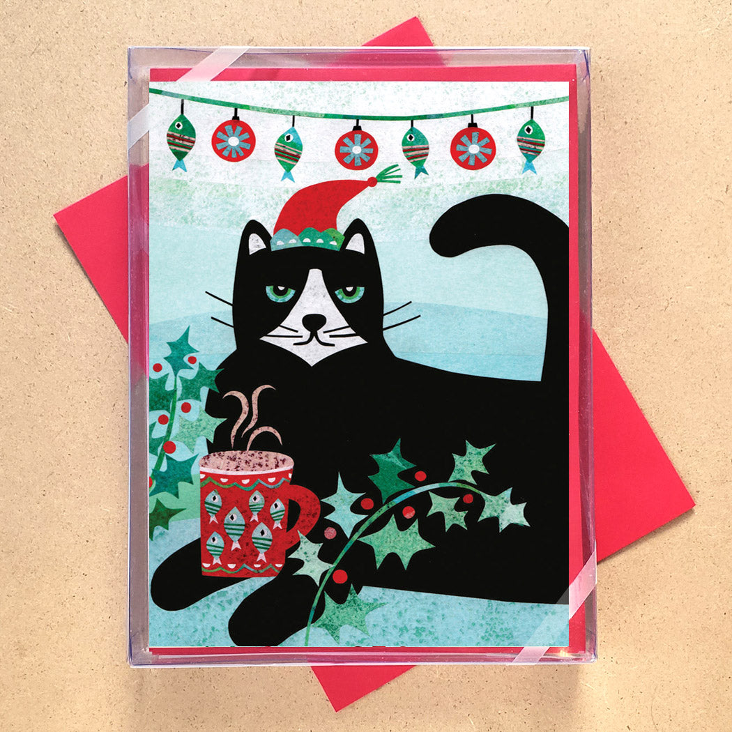 Surly Tuxedo Cat Holiday Cards