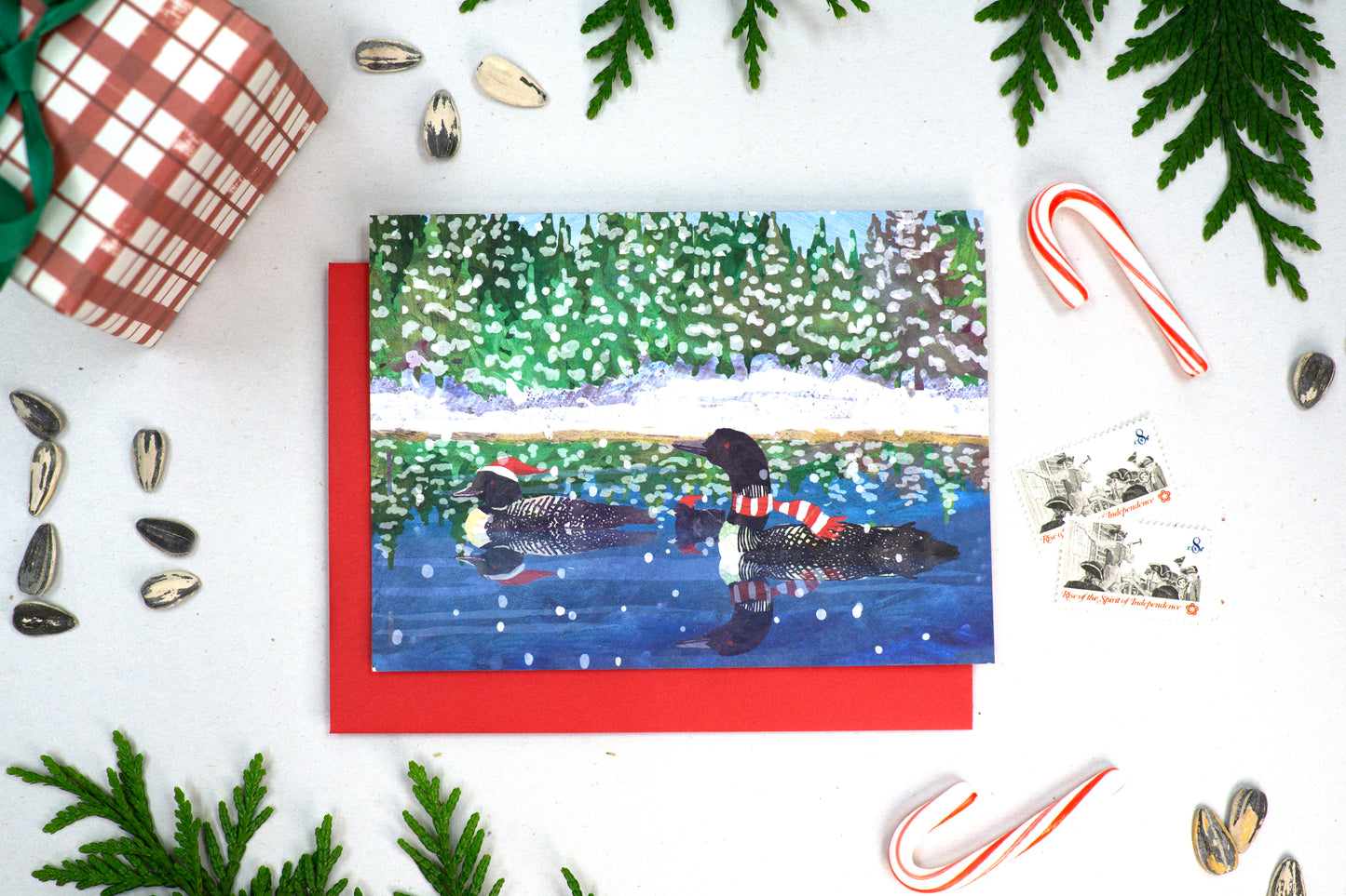 Warm Loons Reflected Holiday Cards