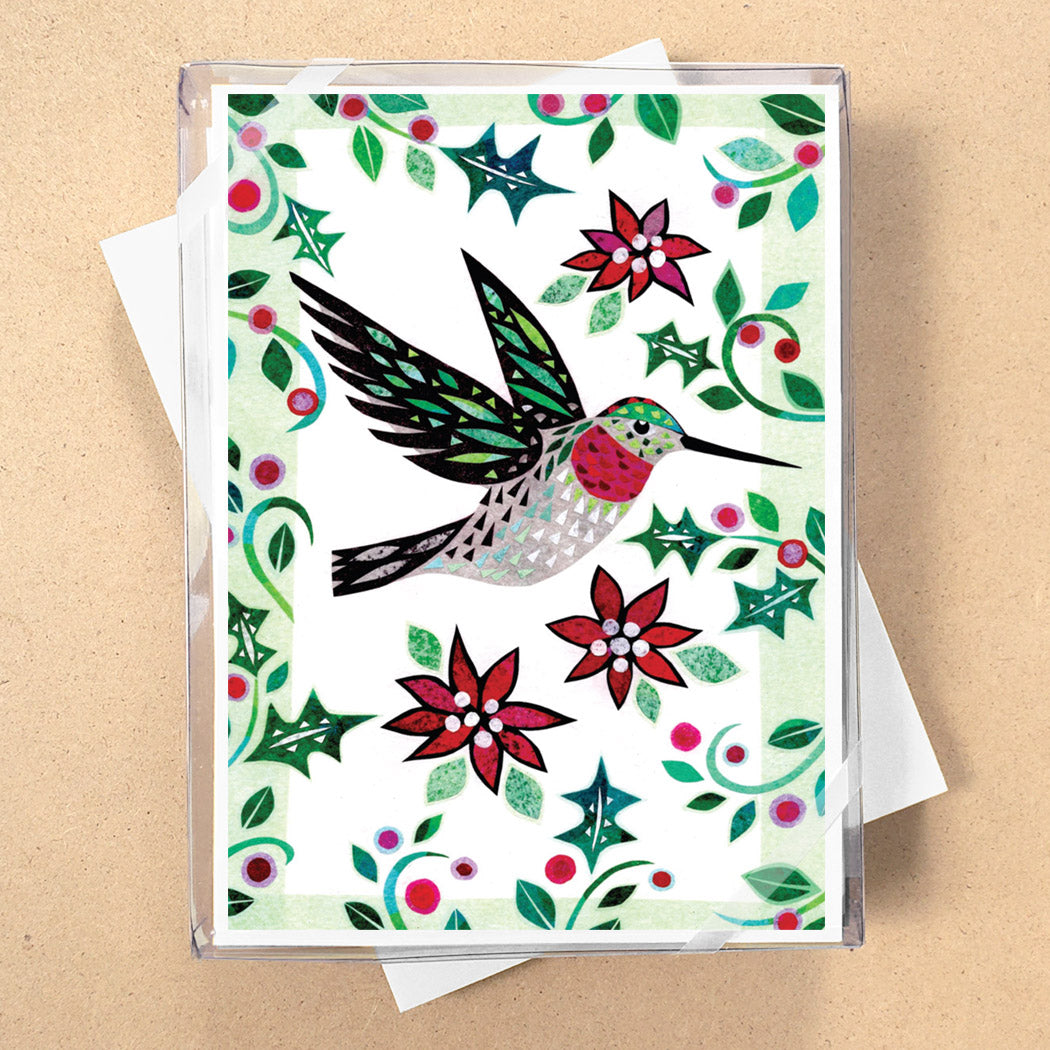 Holly Hummingbird Holiday Cards
