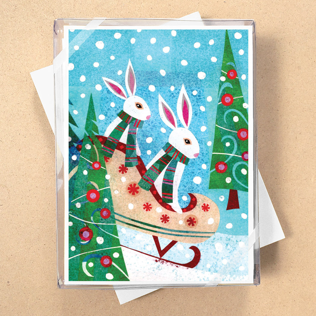 Sled Bunnies Holiday Cards