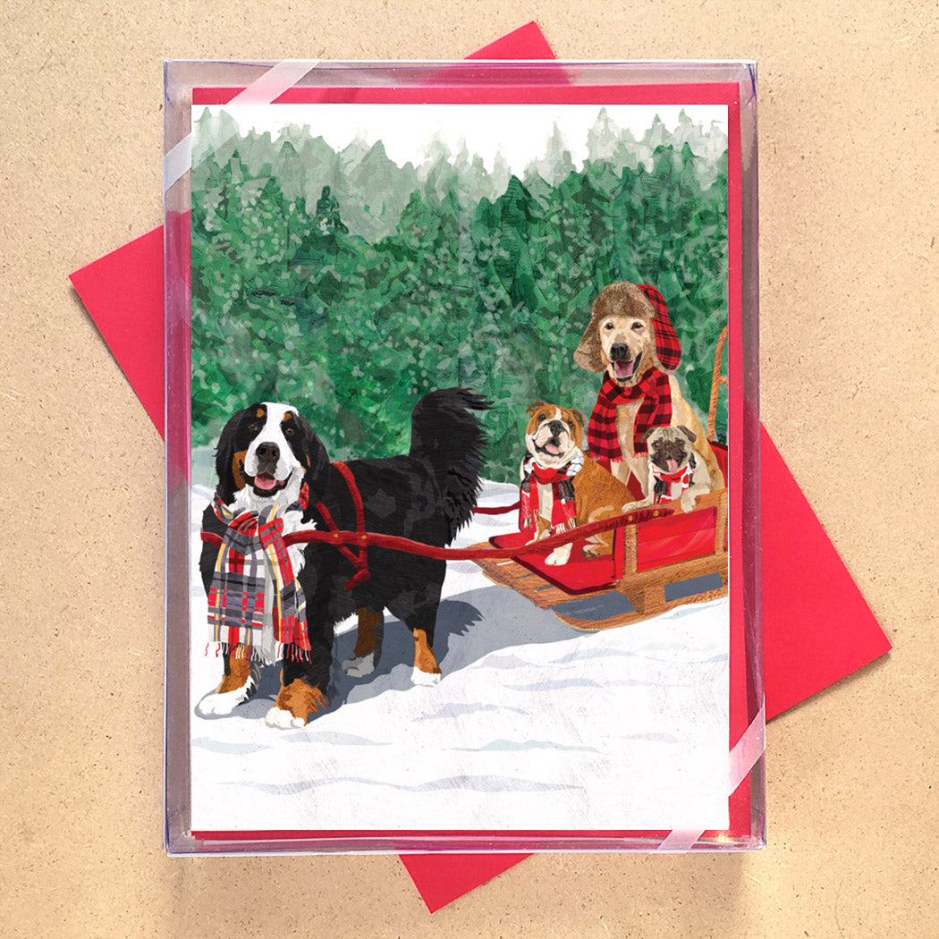 Dogs Sleigh Holiday Cards