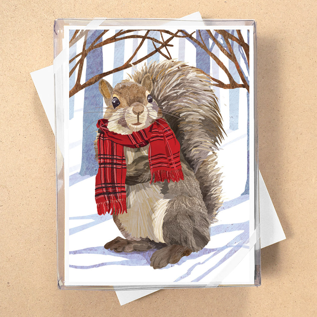 Winter Squirrel in Scarf Holiday Cards