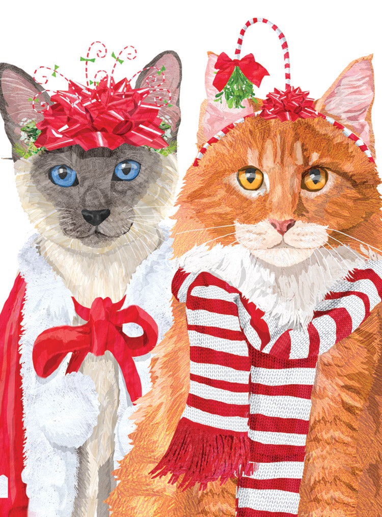 Two Cats Christmas Holiday Cards