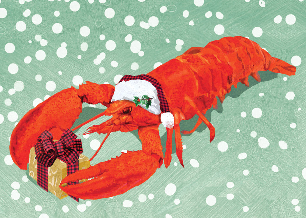 Lobster Present Holiday Cards