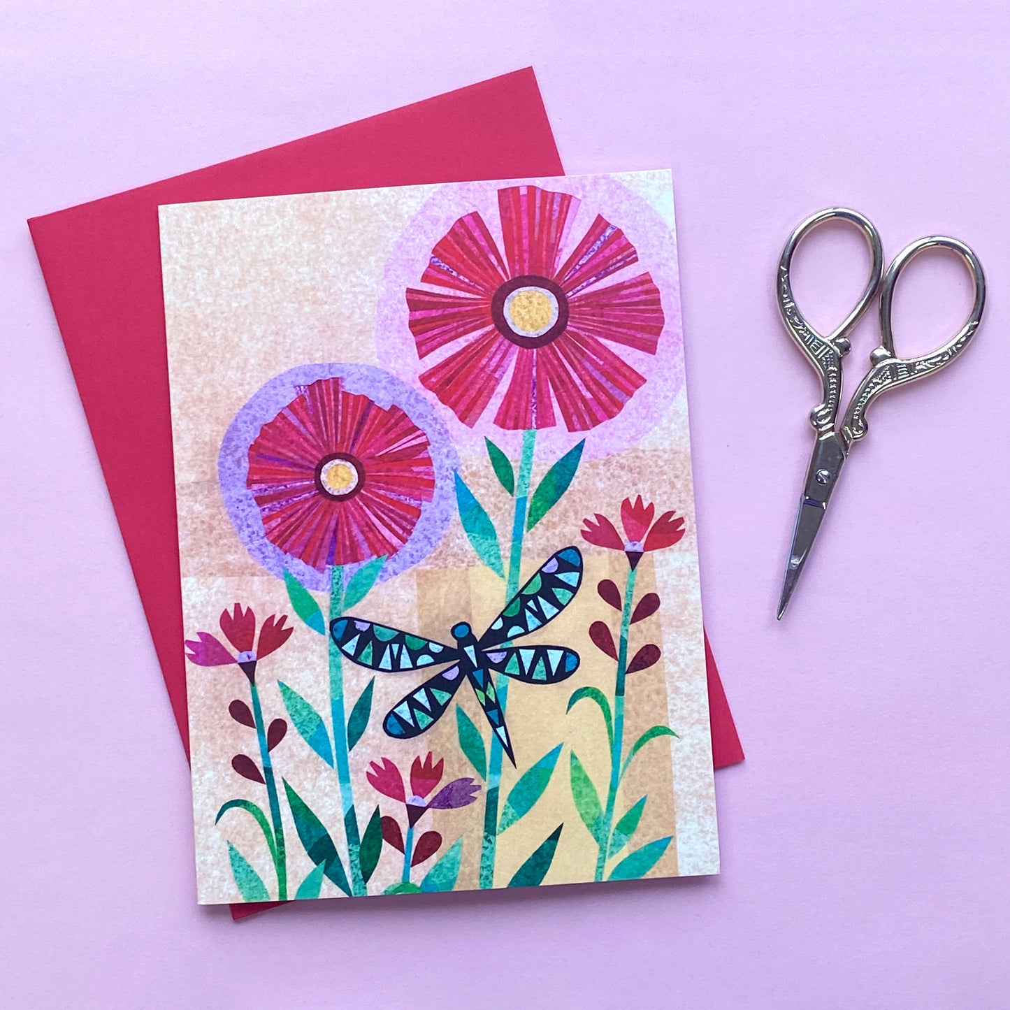 Dragonfly and Flower Valentine's Day Card