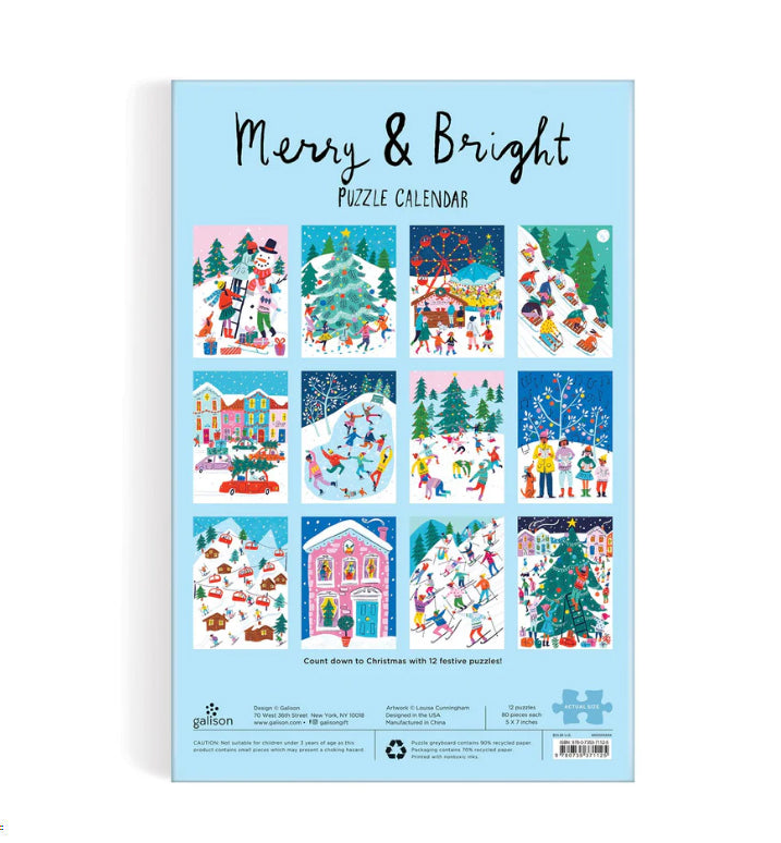Merry and Bright Puzzle 12-Day Advent Calendar - 80pc