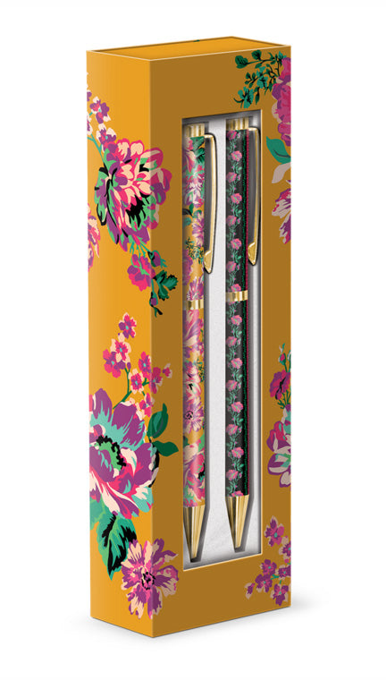 Yellow Floral Boxed Pen Set