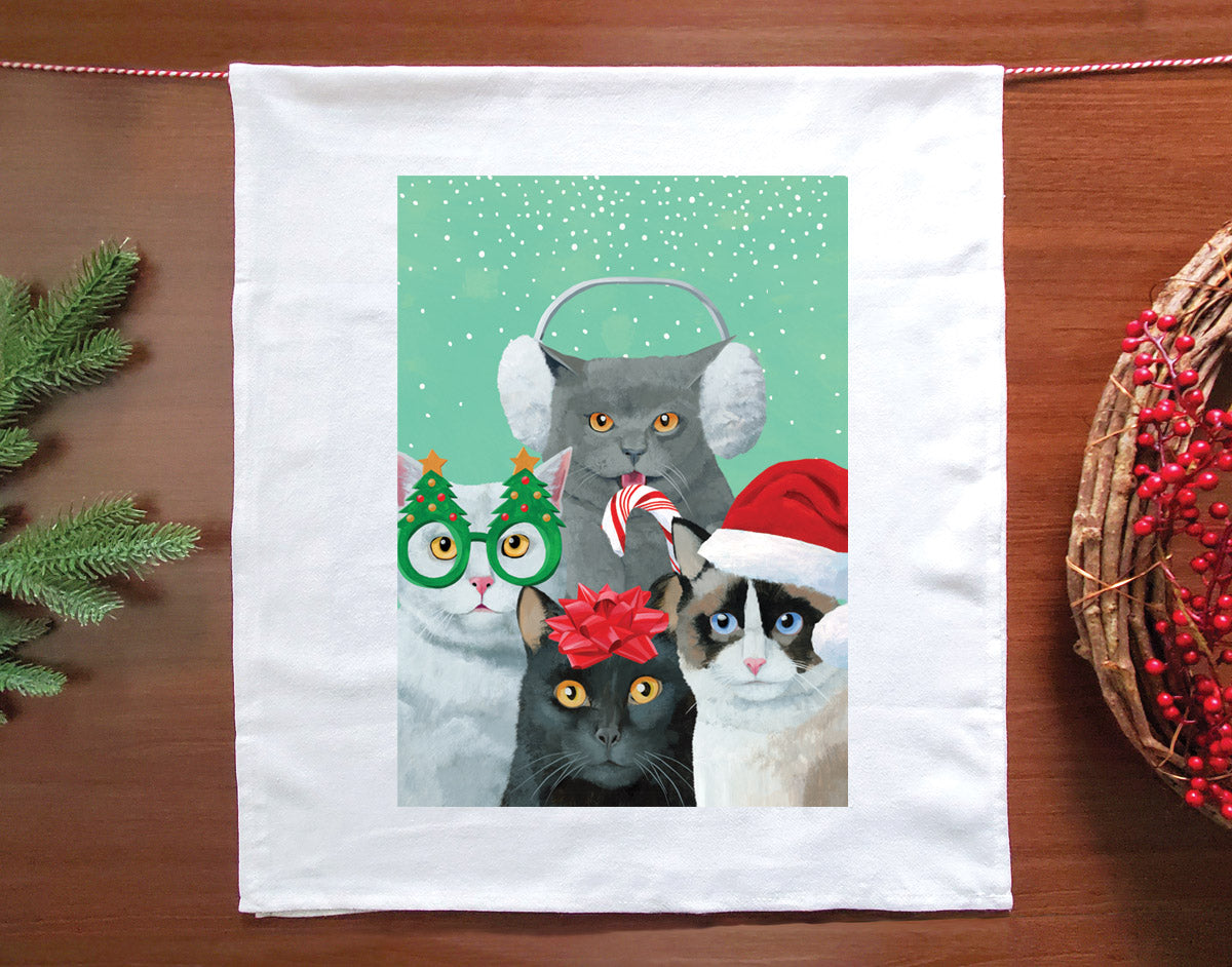Meowy Catmas Pals Holiday Tea Towel