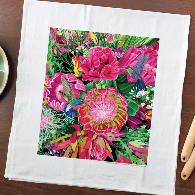 Pink Blooms Tea Towel