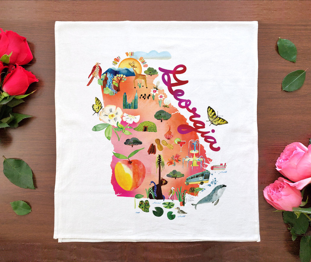 Watercolor USA: Georgia Tea Towel