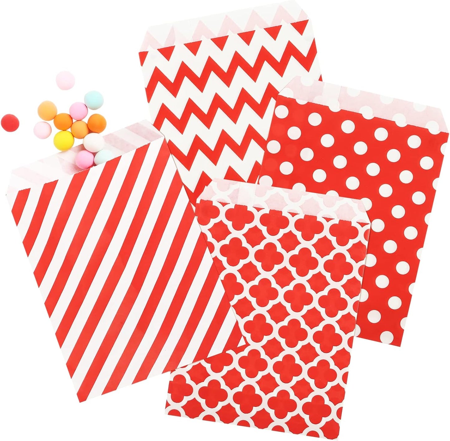 Red Patterned Mini Treat Bags, 12 Pack