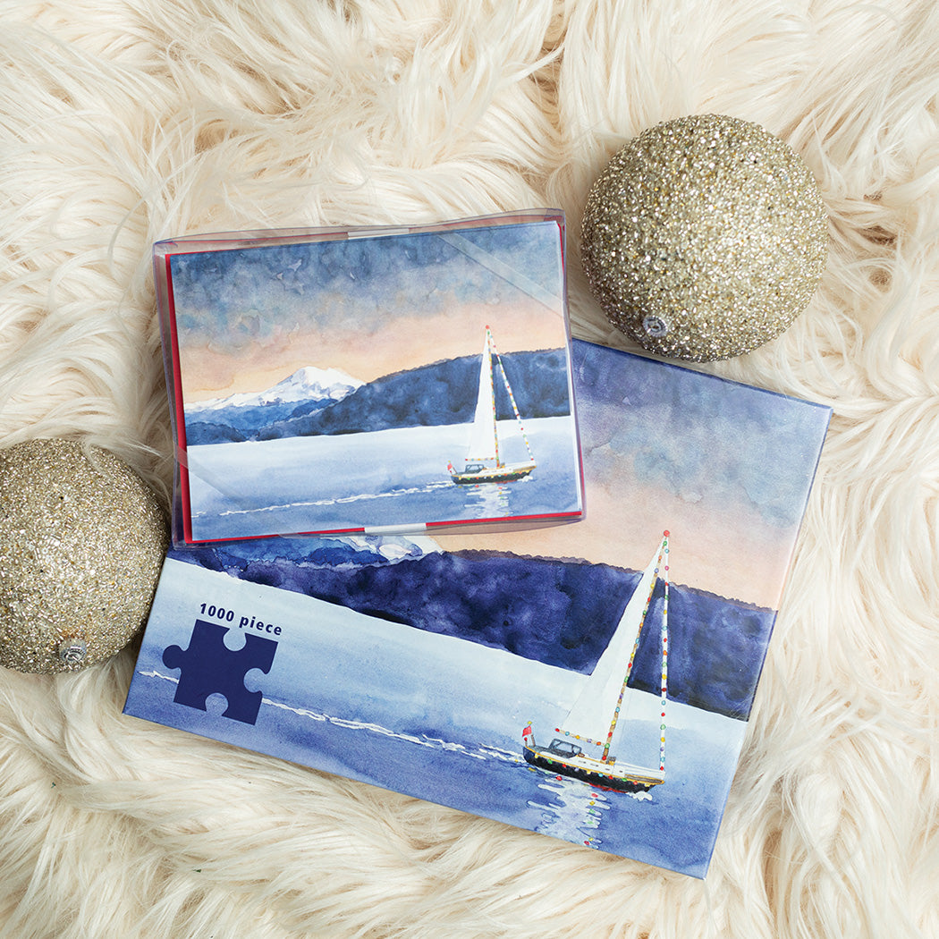 Sailboat & Mountain Holiday Cards
