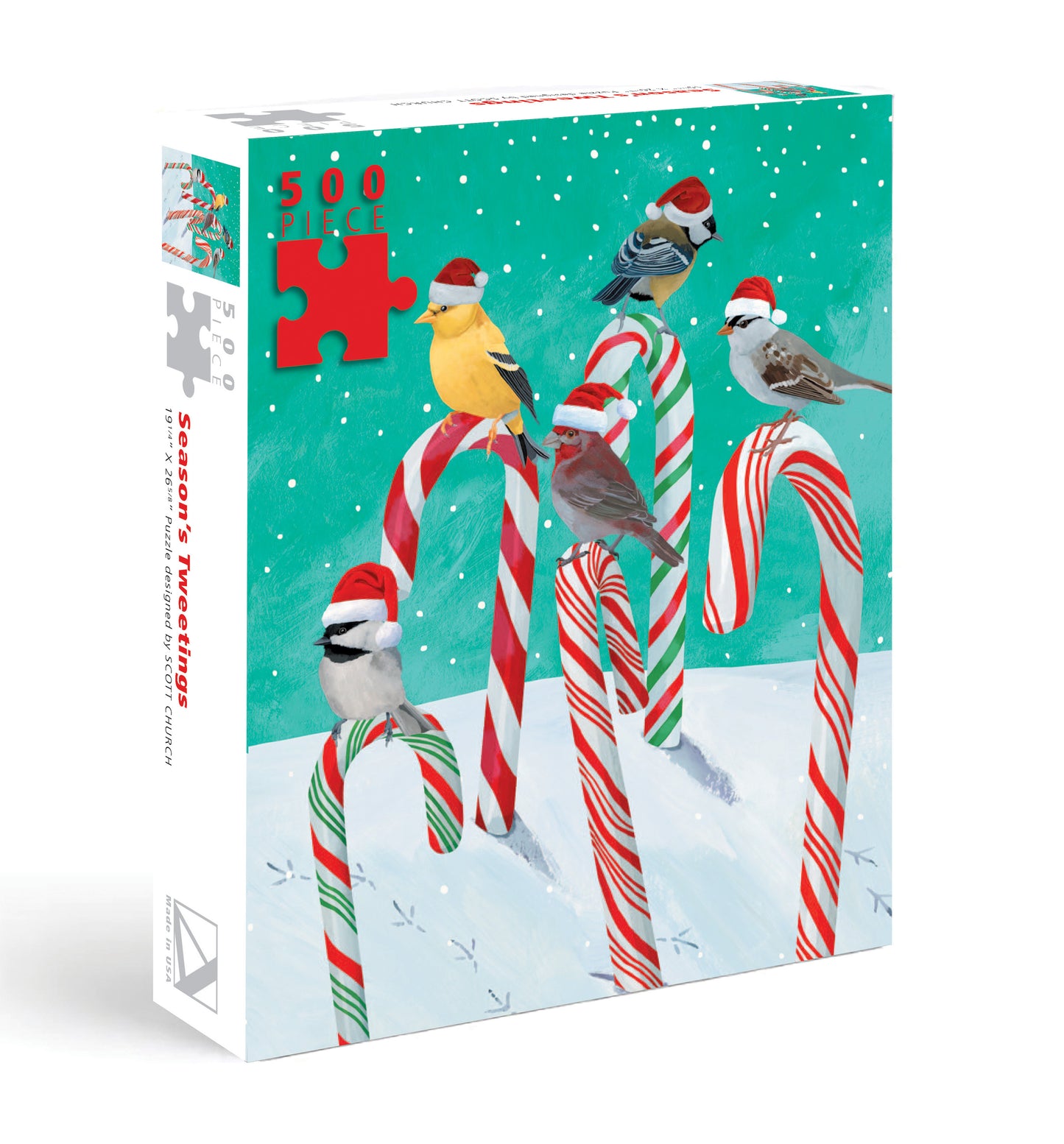 Candy Cane Birds Holiday Puzzle - 500pc