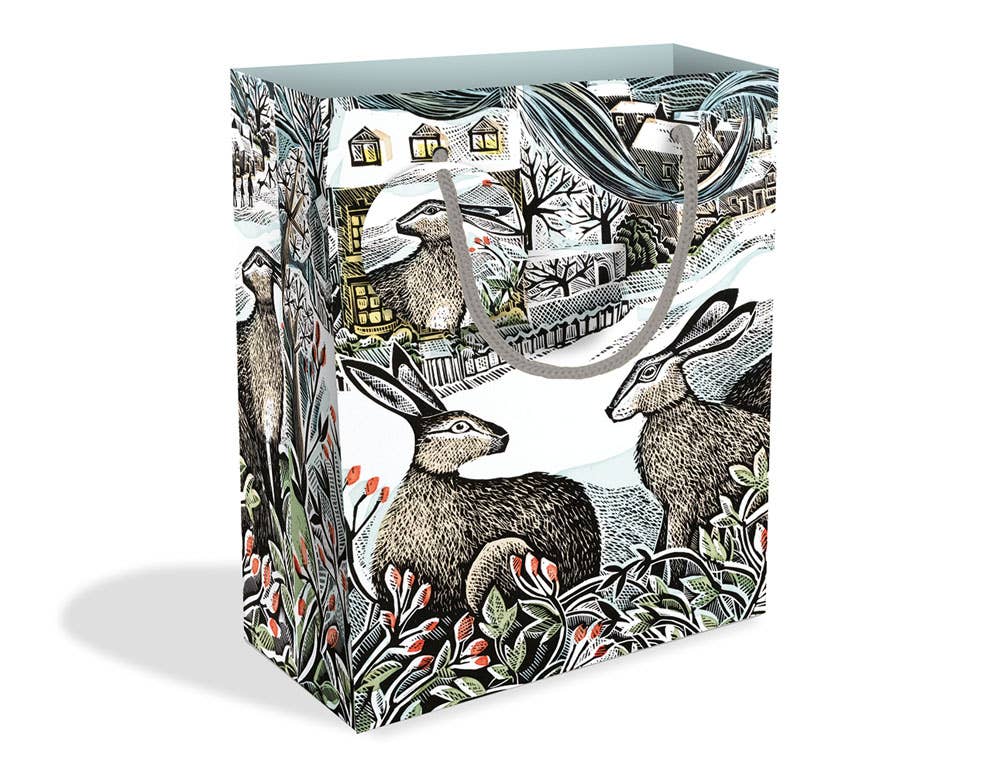Three Hares Medium Holiday Gift Bag