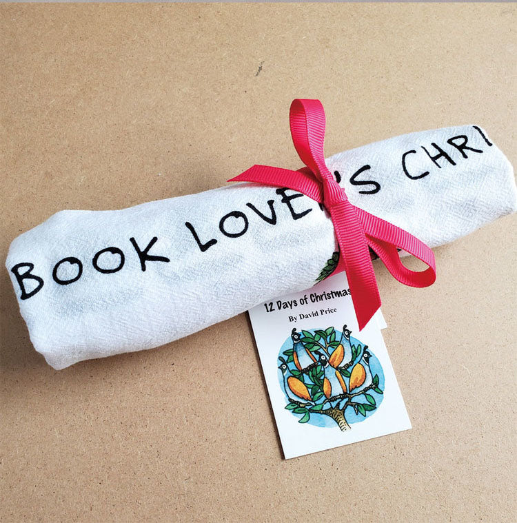 Book Lover's Christmas Tea Towel
