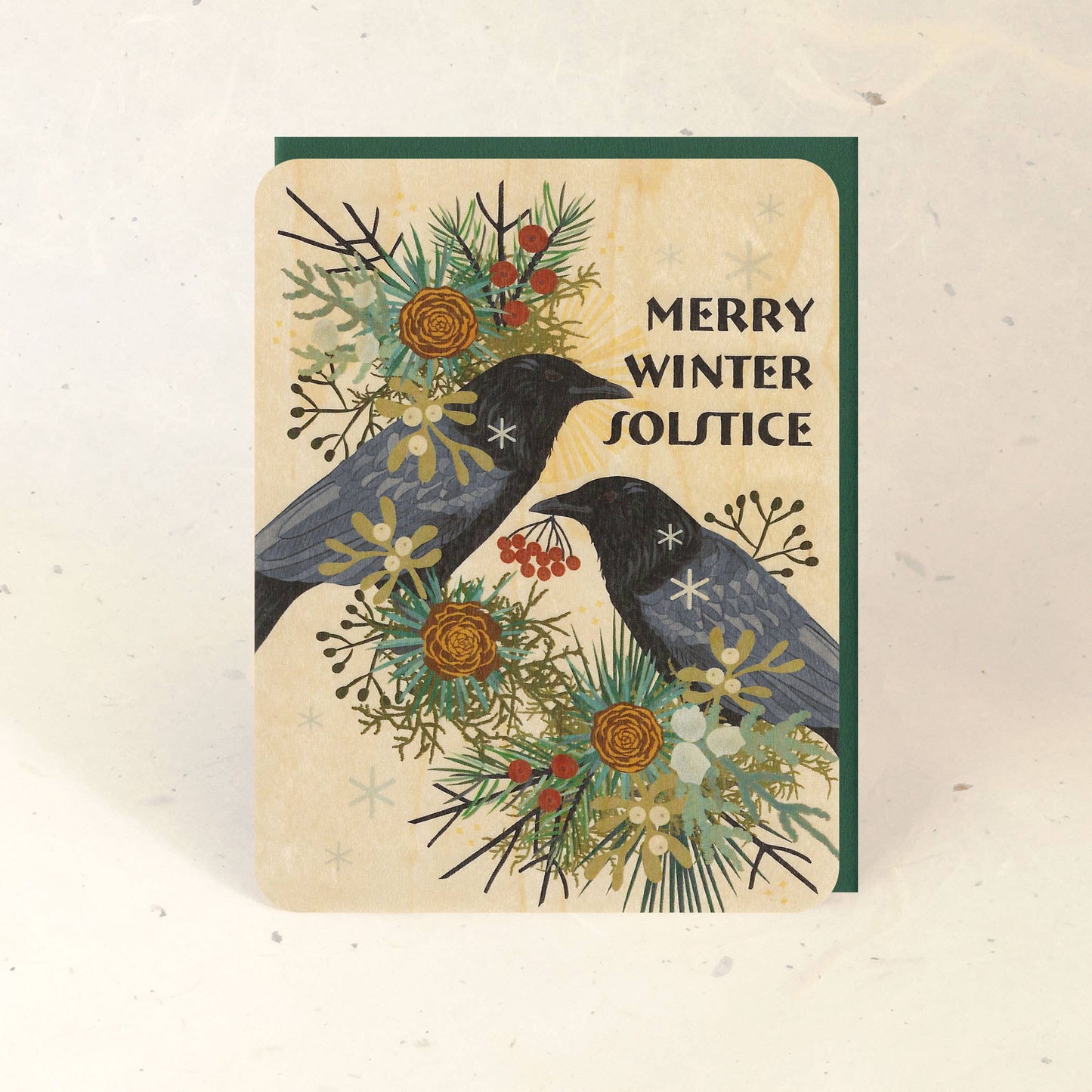 Winter Solstice Crow Wood Holiday Card
