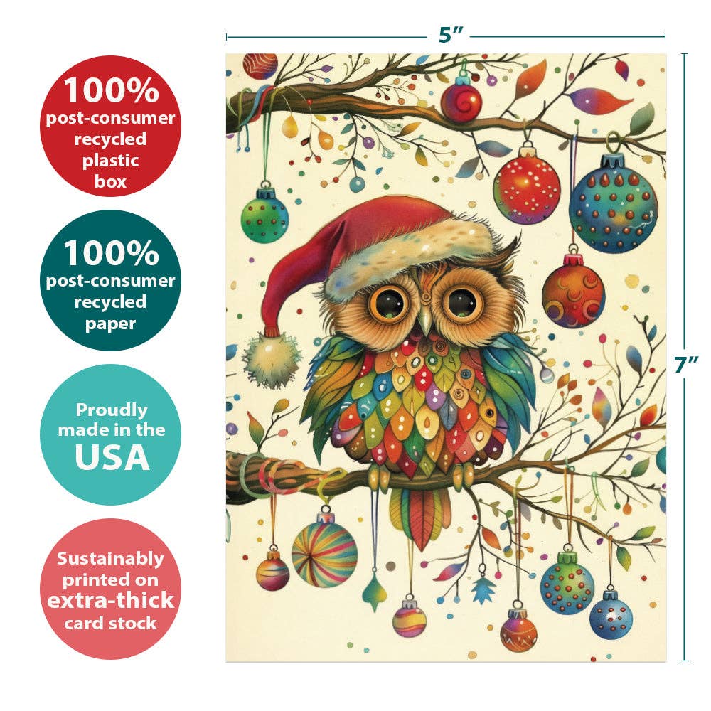 Owl Ornaments Boxed Holiday Cards