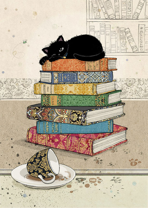 Books Kitty Blank Card
